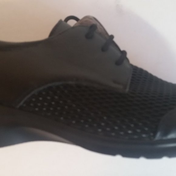 New Women's #1577 black leather +stretch oxford - Picture 3 of 4